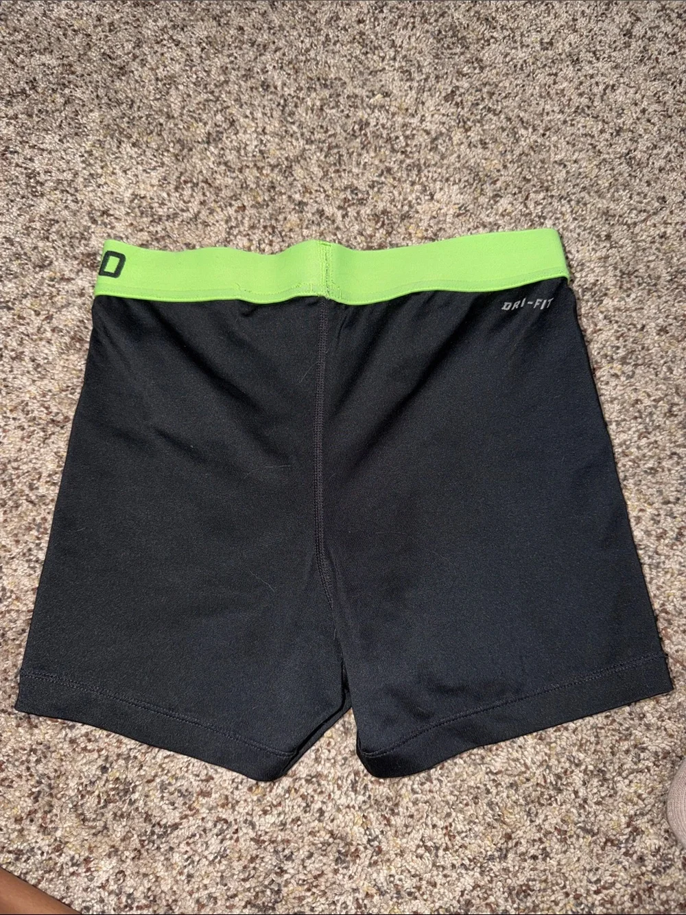 Nike Black Compression Shorts with Neon Green Waistband